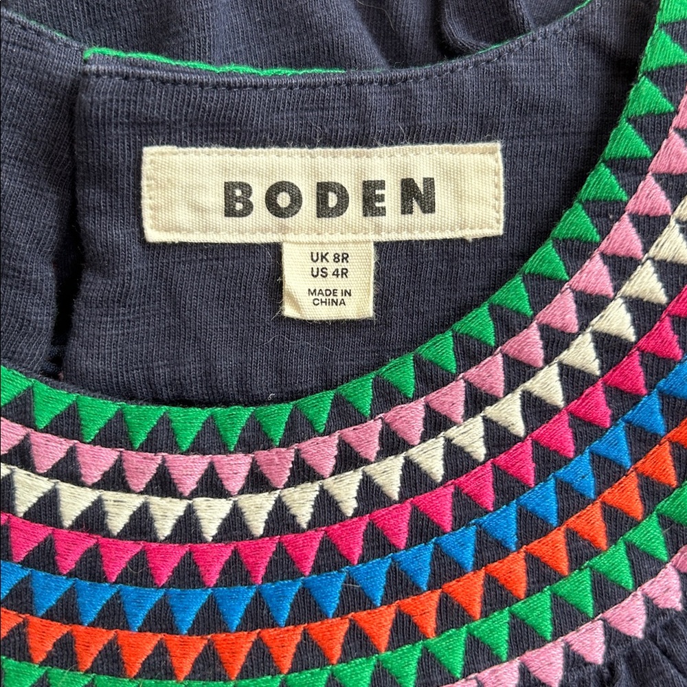 Boden Eleni Embroidered Short Dress Navy Women’s Size 4 Regular - Picture 10 of 13